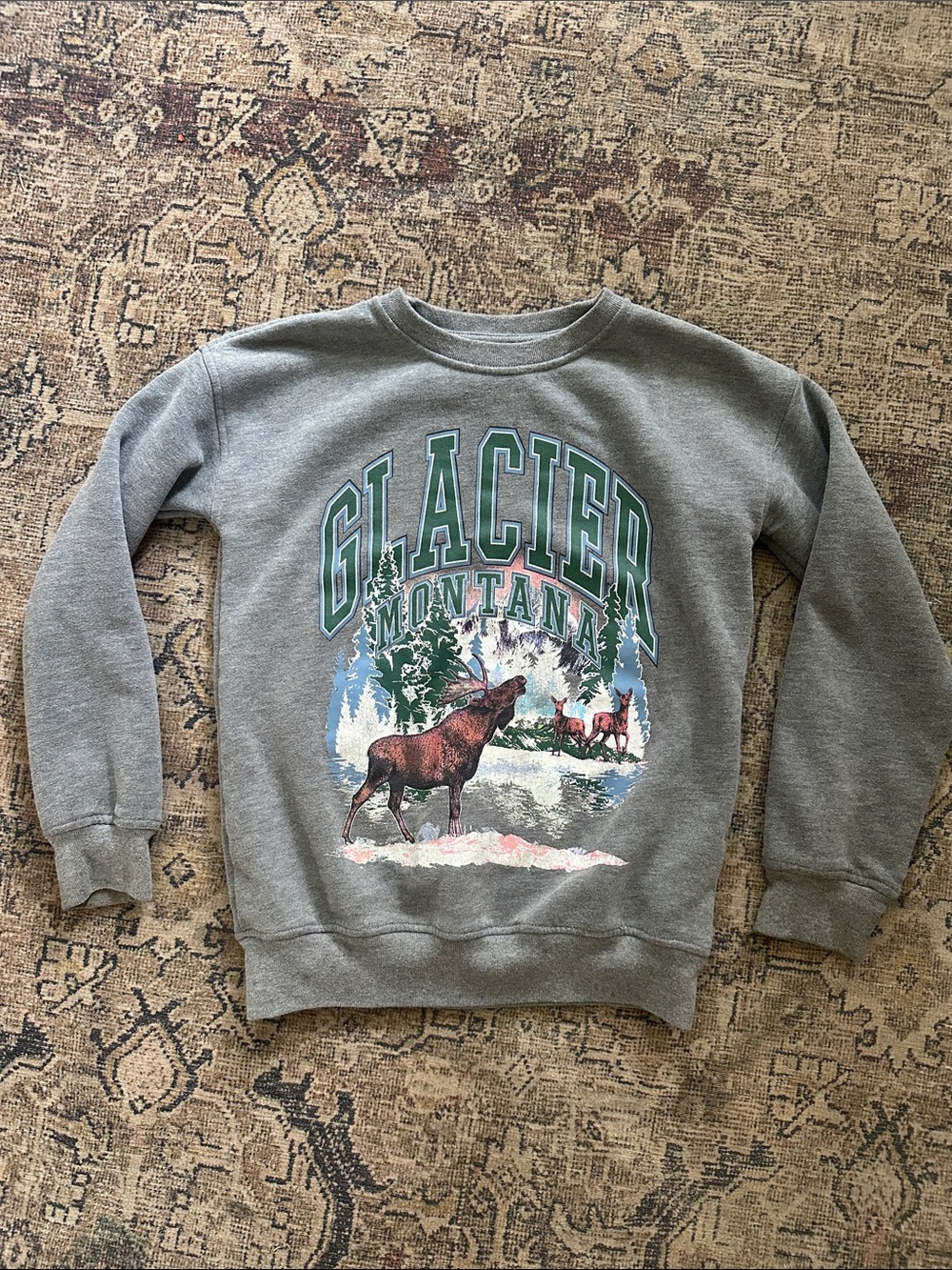 Abercrombie kids Glacier Montana gray pullover sweatshirt 9-10